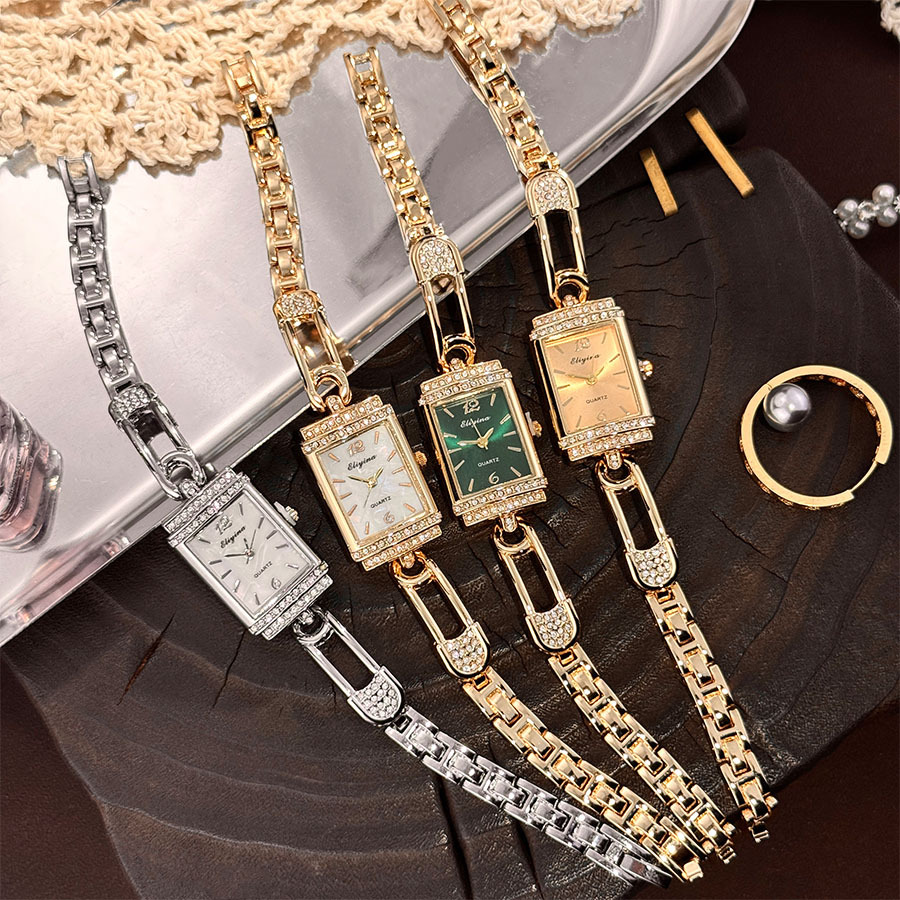 Luxury Watch With Green Dial - Handmade Diamond Ring Women's Quartz Watch