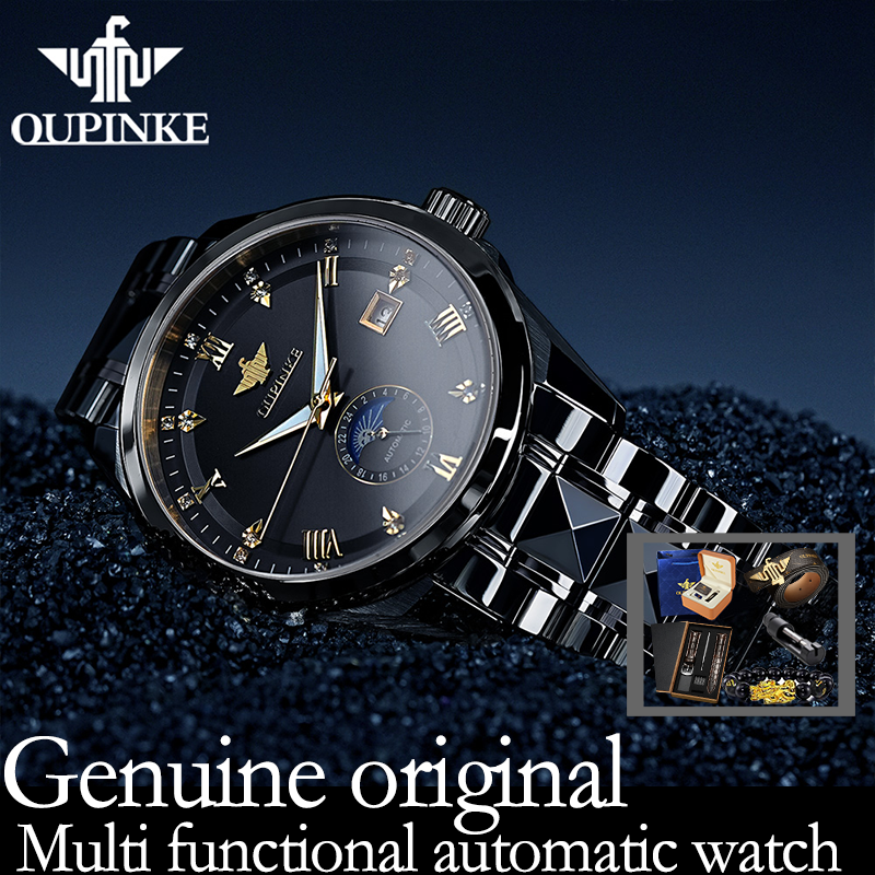 Luxury Watch Leather - OUPINKE 3265 man watch moon phase