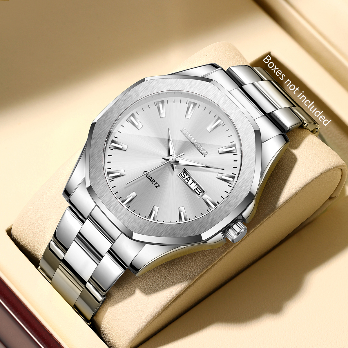 Luxury Watch Organizer - Luxury Stainless Steel Men's Calendar Quartz