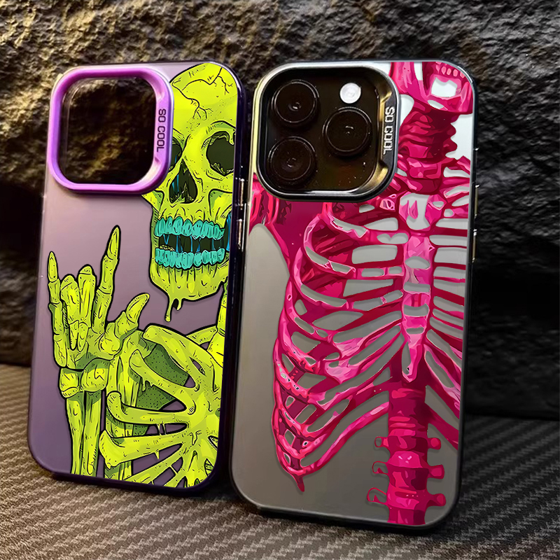 Luxury Watch Case - Luxury Pink Green Skull Phone Case