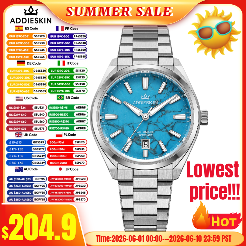 Luxury Watch Repair - AddiesKIN K010 Turquoise Dial Automatic Mechanical