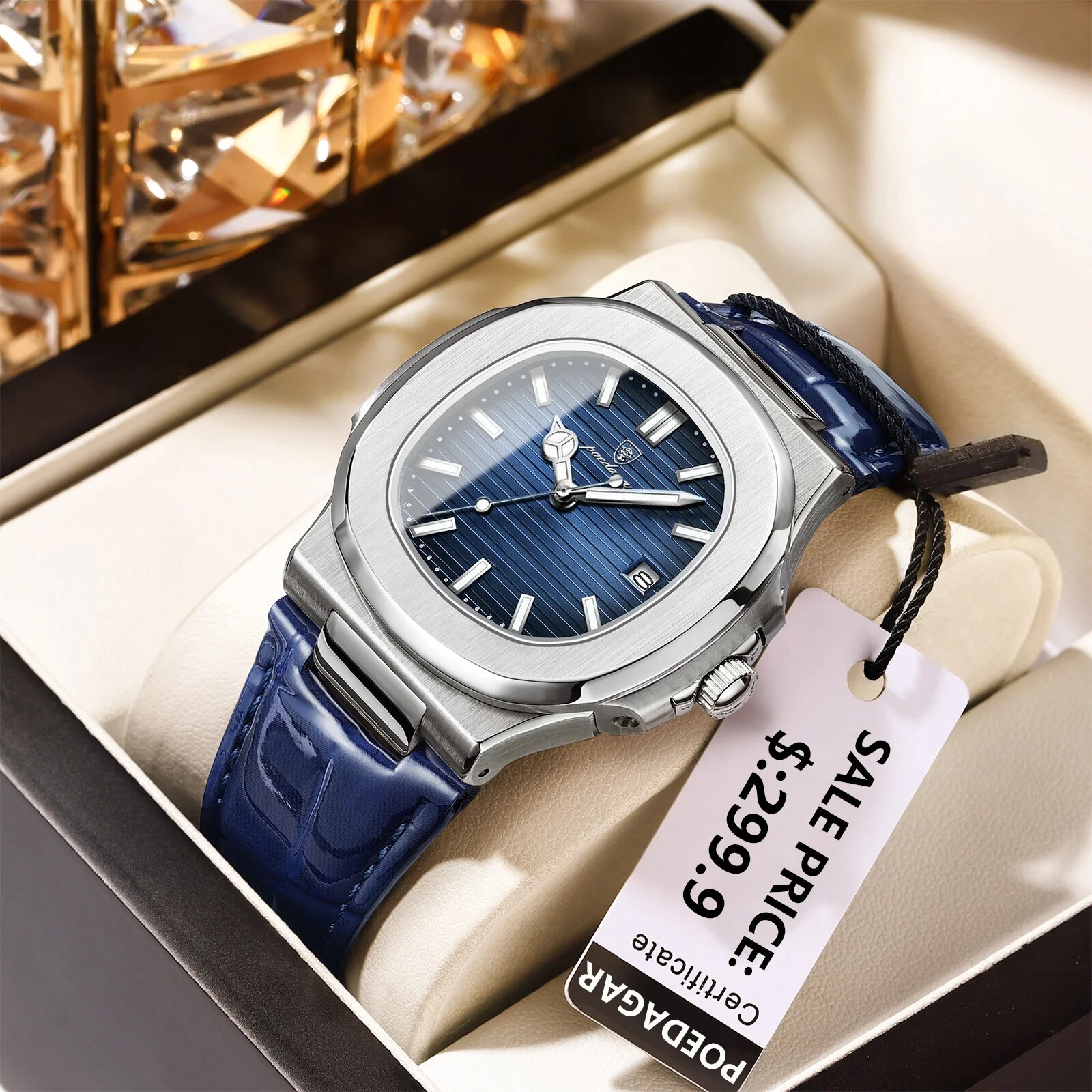 Luxury Watch Organizer - POEDAGAR Top Luxury Square Man Watch