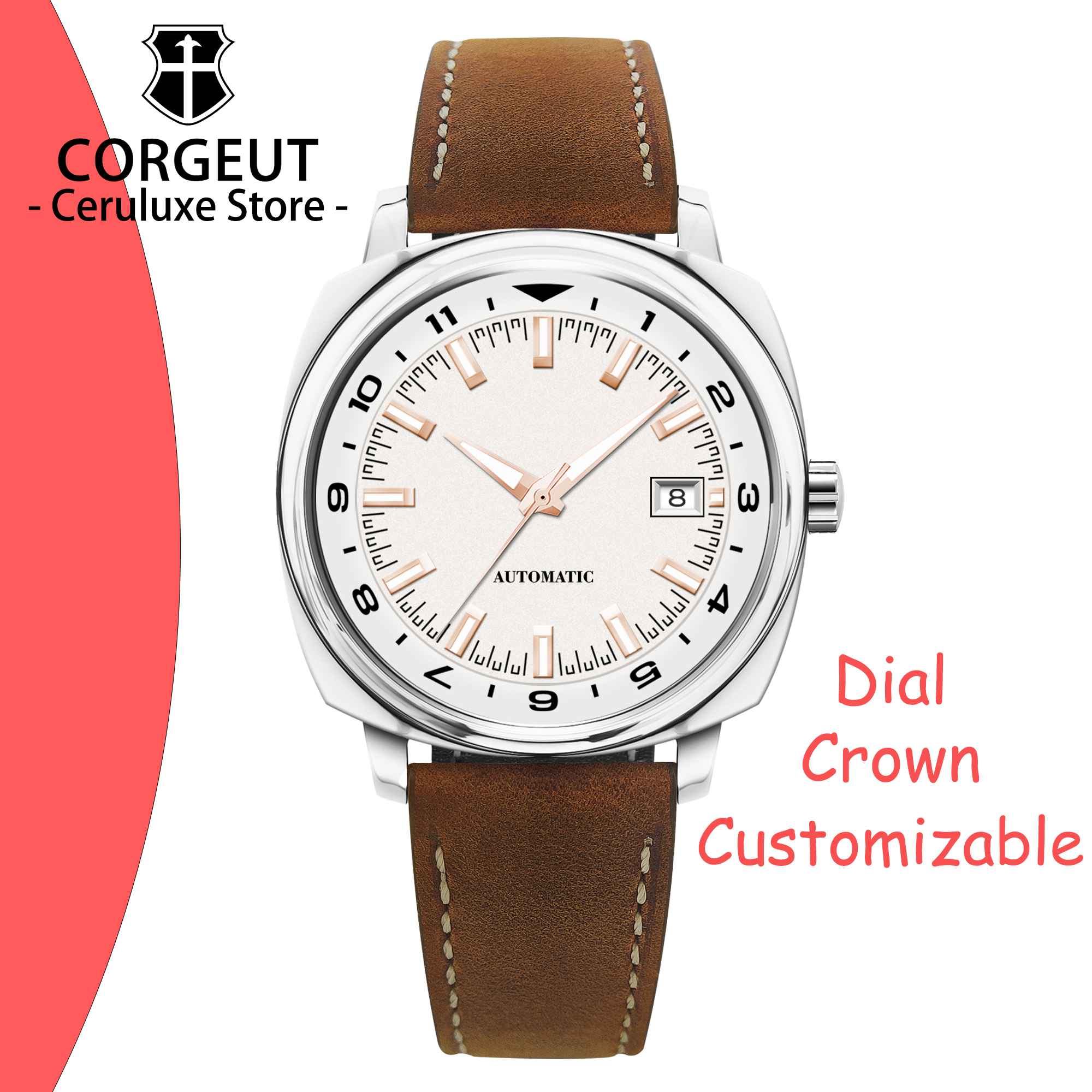 Luxury Watch Leather - CUSTOM 42MM Stainless Steel Sapphire Glass