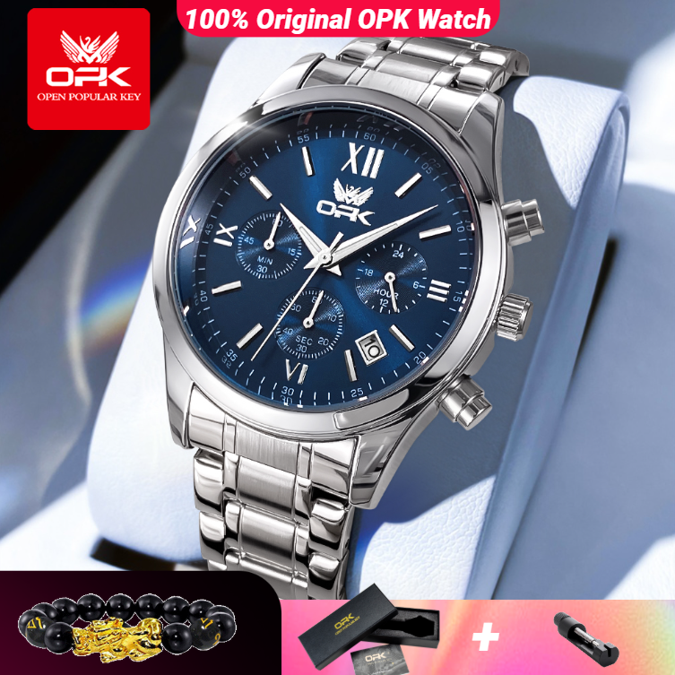Luxury Watch Leather - OPK 6052 Mens Watch Automatic Date