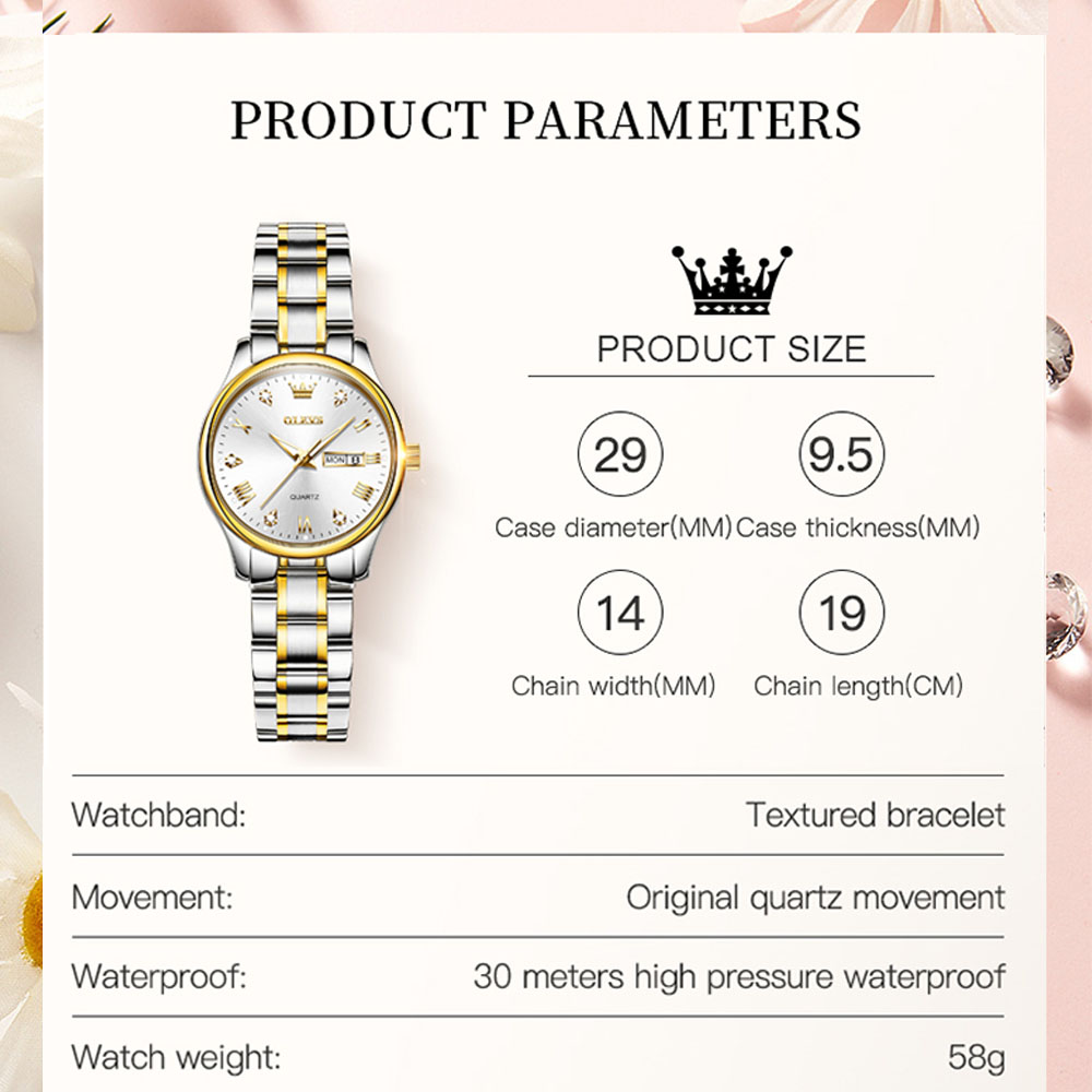 OLEVS 5563 New Fashion Women Q - مراجعة Luxury Watch Logos وسعره