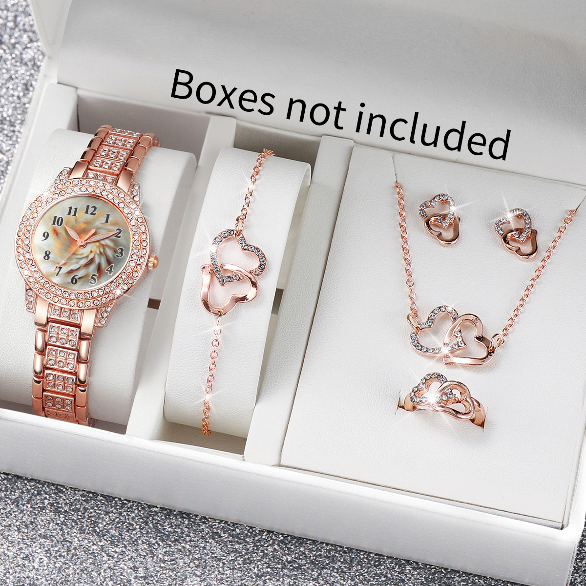 6PCS Luxury Rhinestone Women Q - مراجعة Luxury Watch Organizer وسعره