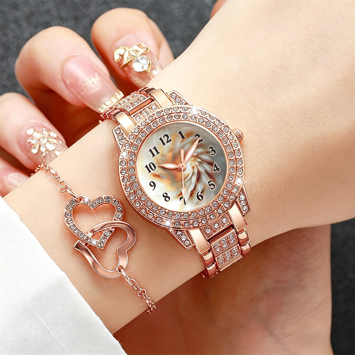 6PCS Luxury Rhinestone Women Q - مراجعة Luxury Watch Organizer وسعره