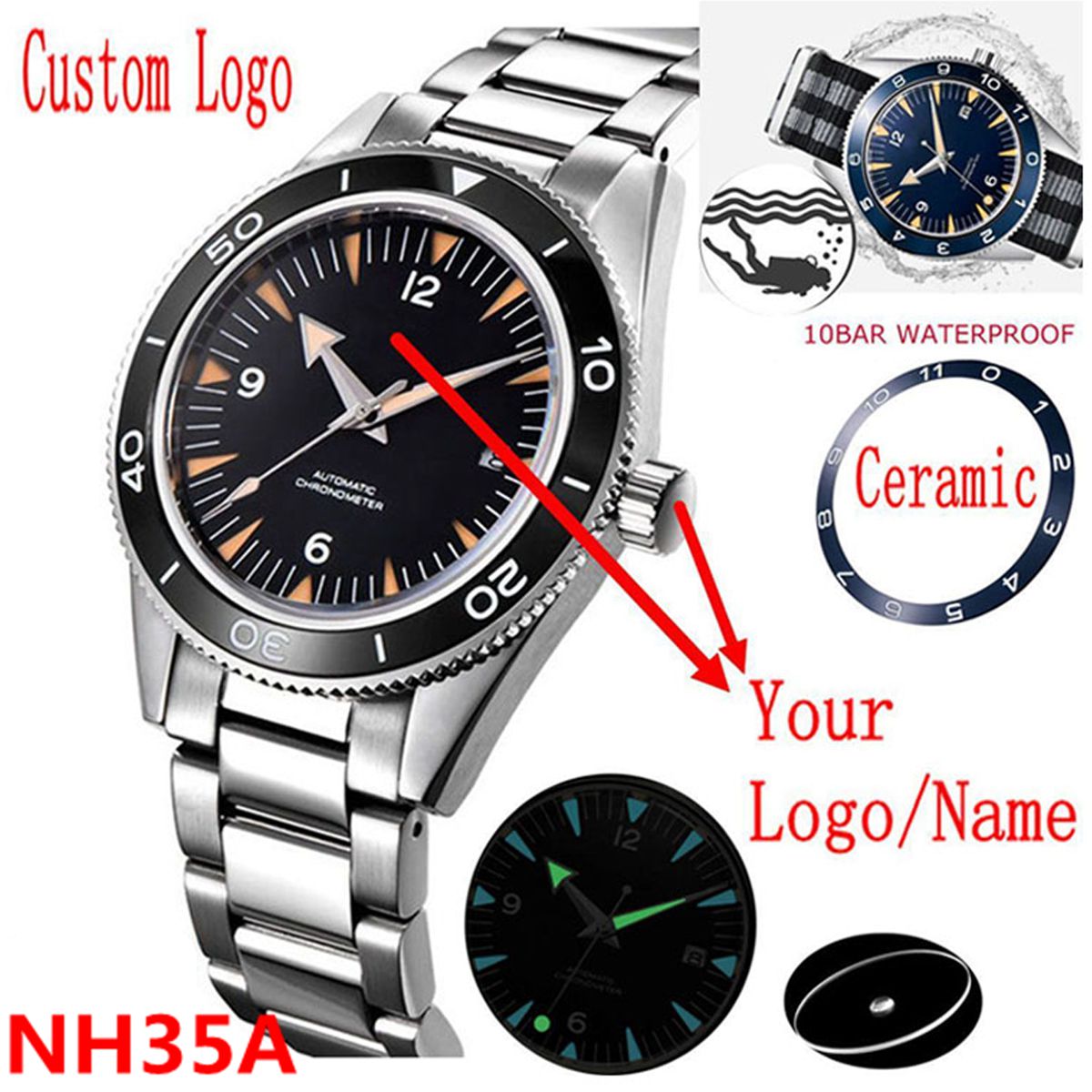 Custom Logo NH35 Movement Watc - مراجعة Lux Watch وسعره
