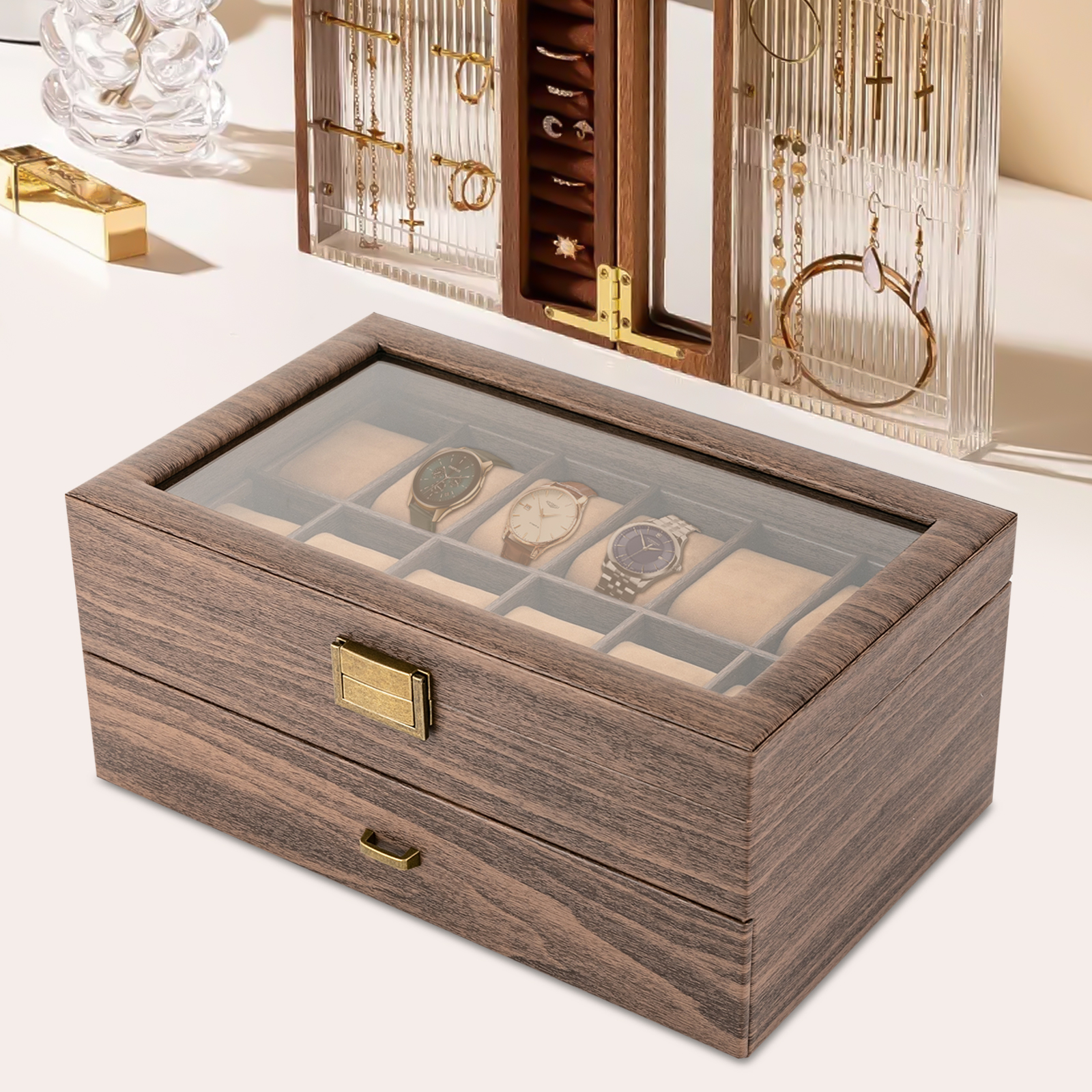 Luxury 2-Tier Wooden Watch Dis - مراجعة Luxury Watch Tier وسعره