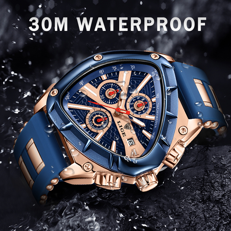 LIGE Fashion Men's Watch Luxur - مراجعة Watch Triangle Luxury وسعره