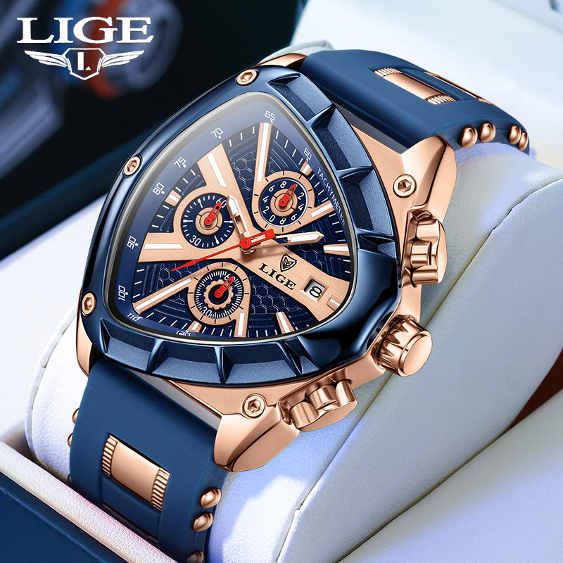 LIGE Fashion Men's Watch Luxur - مراجعة Watch Triangle Luxury وسعره