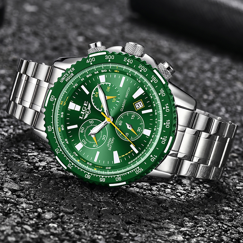LIGE New Green Big Dial Watch  - مراجعة Luxury Watch With Green Dial وسعره