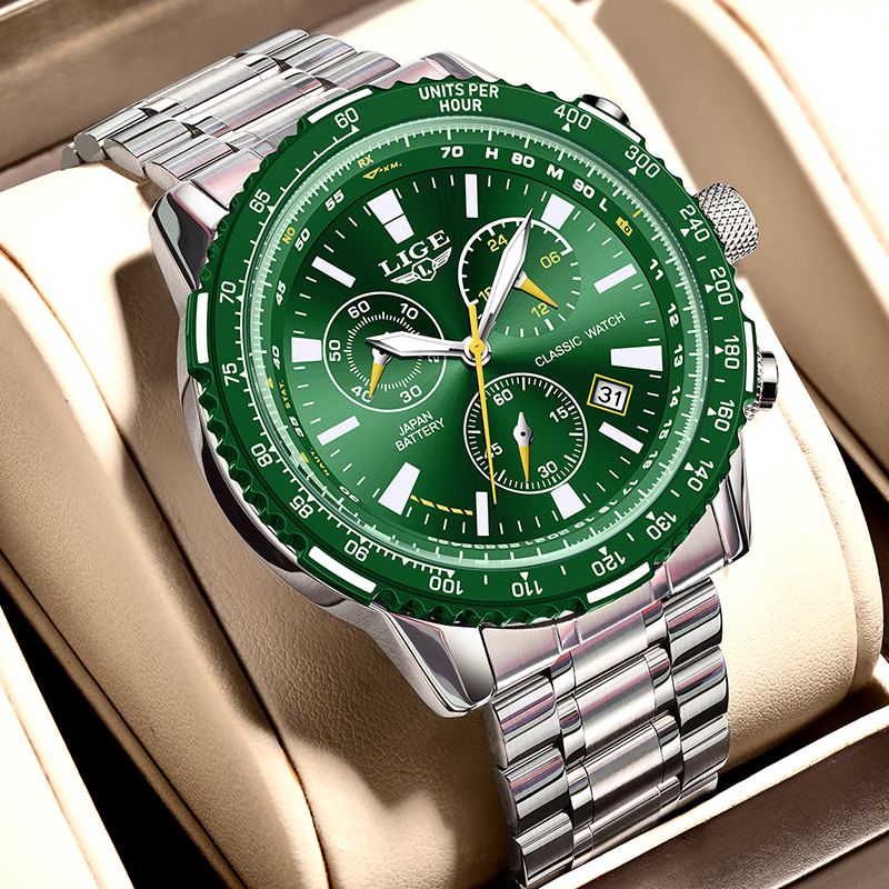 LIGE New Green Big Dial Watch  - مراجعة Luxury Watch With Green Dial وسعره