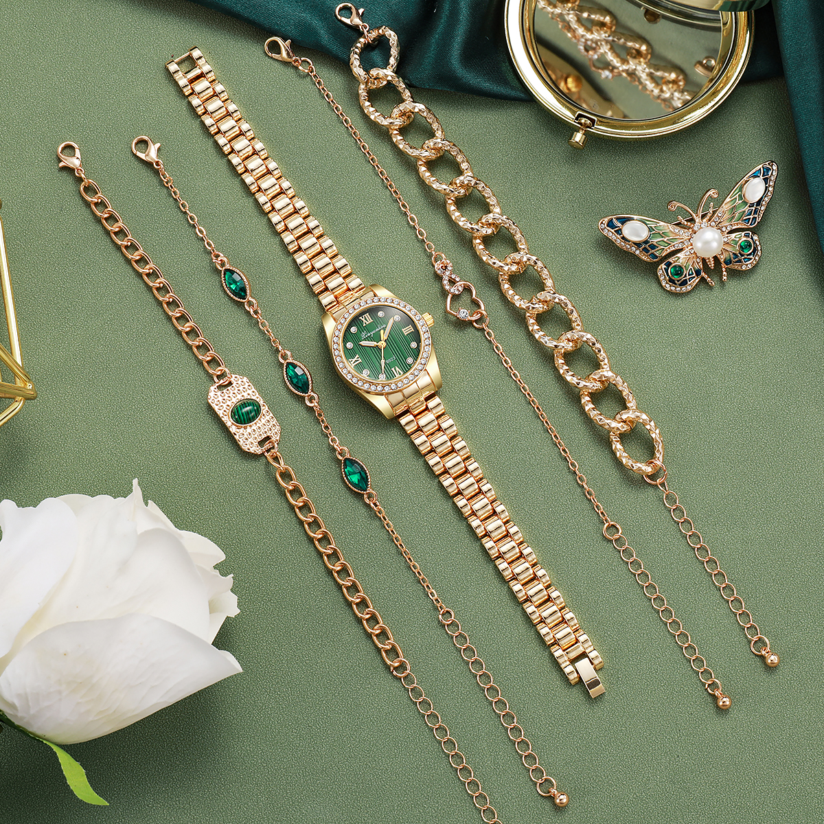Luxury Two-Tone Green Dial Wat - مراجعة Luxury Watch With Green Dial وسعره