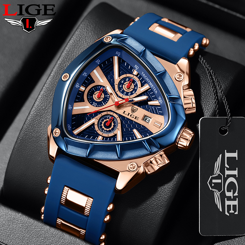 LIGE Fashion Men Watch Triangl - مراجعة Watch Triangle Luxury وسعره