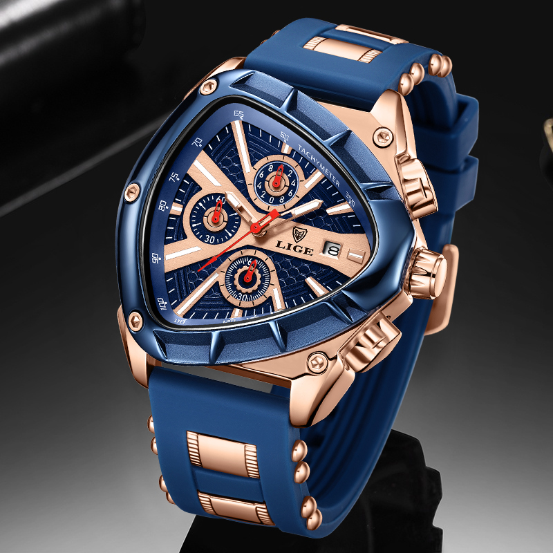 LIGE Fashion Men Watch Triangl - مراجعة Watch Triangle Luxury وسعره