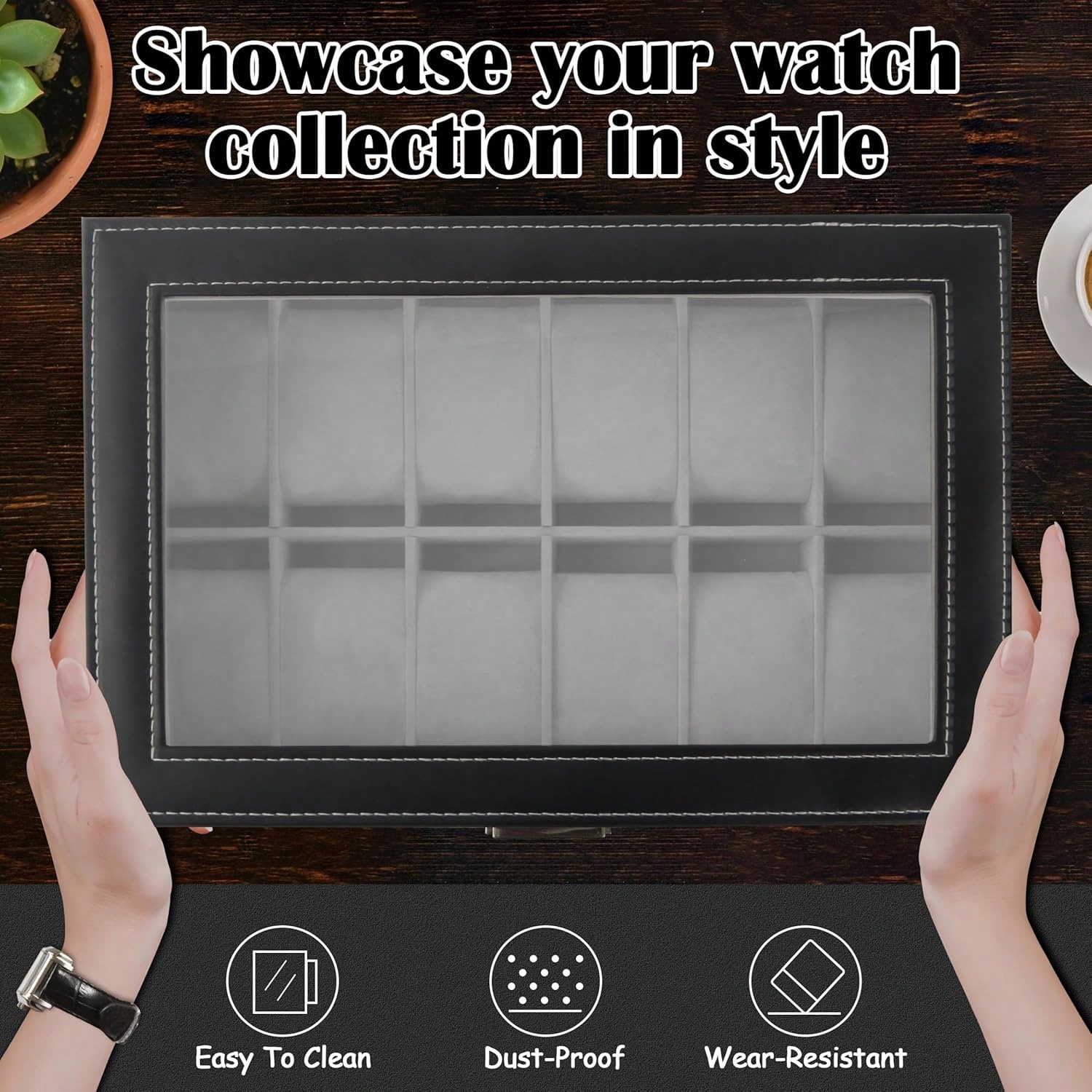 Luxury 12-Slot 2-Tier PU Leath - مراجعة Luxury Watch Tier وسعره