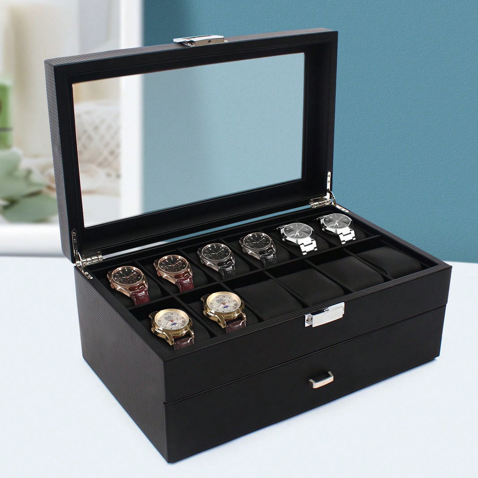 24 Slot Men Watch Display Case - مراجعة Luxury Watch Organizer وسعره