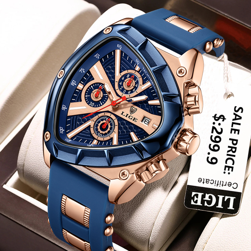 LIGE Luxury Fashion Quartz Man - مراجعة Watch Triangle Luxury وسعره