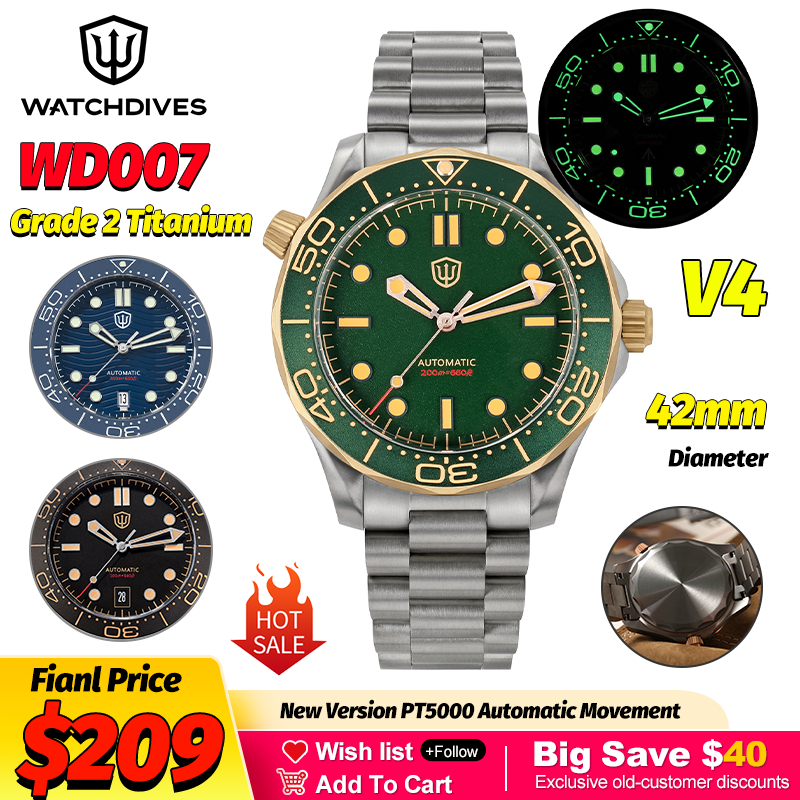 Watchdives WD007 V4 42Mm Titan - مراجعة Luxury Watch Green وسعره