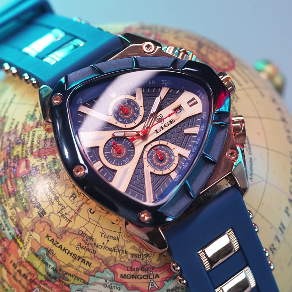 LIGE Fashion Men Watch Triangl - مراجعة Watch Triangle Luxury وسعره