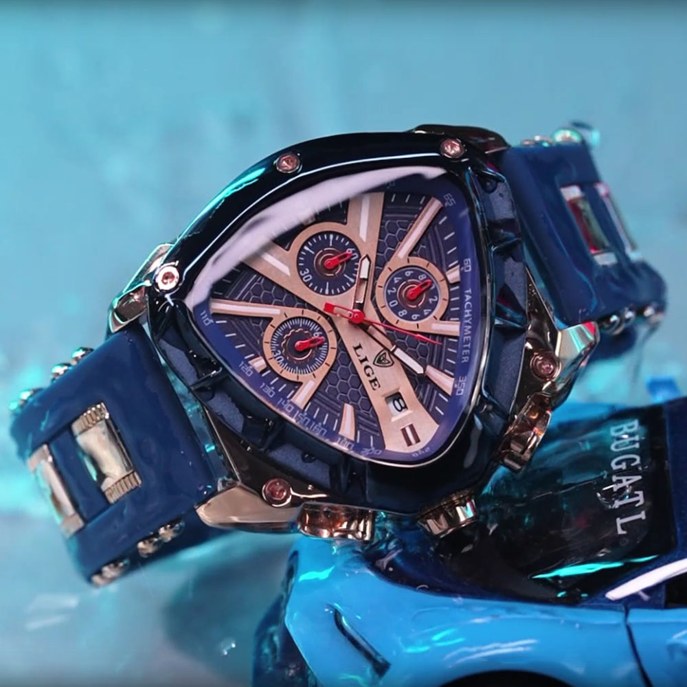 LIGE Fashion Men Watch Triangl - مراجعة Watch Triangle Luxury وسعره
