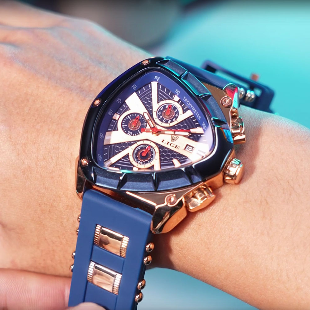 LIGE Fashion Men Watch Triangl - مراجعة Watch Triangle Luxury وسعره
