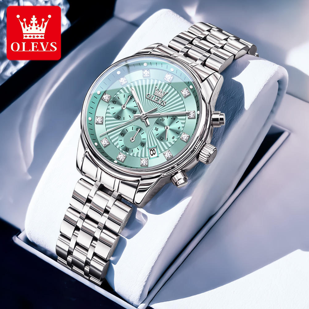 OLEVS Womens Watches Fashion L - مراجعة Luxury Watch With Green Dial وسعره