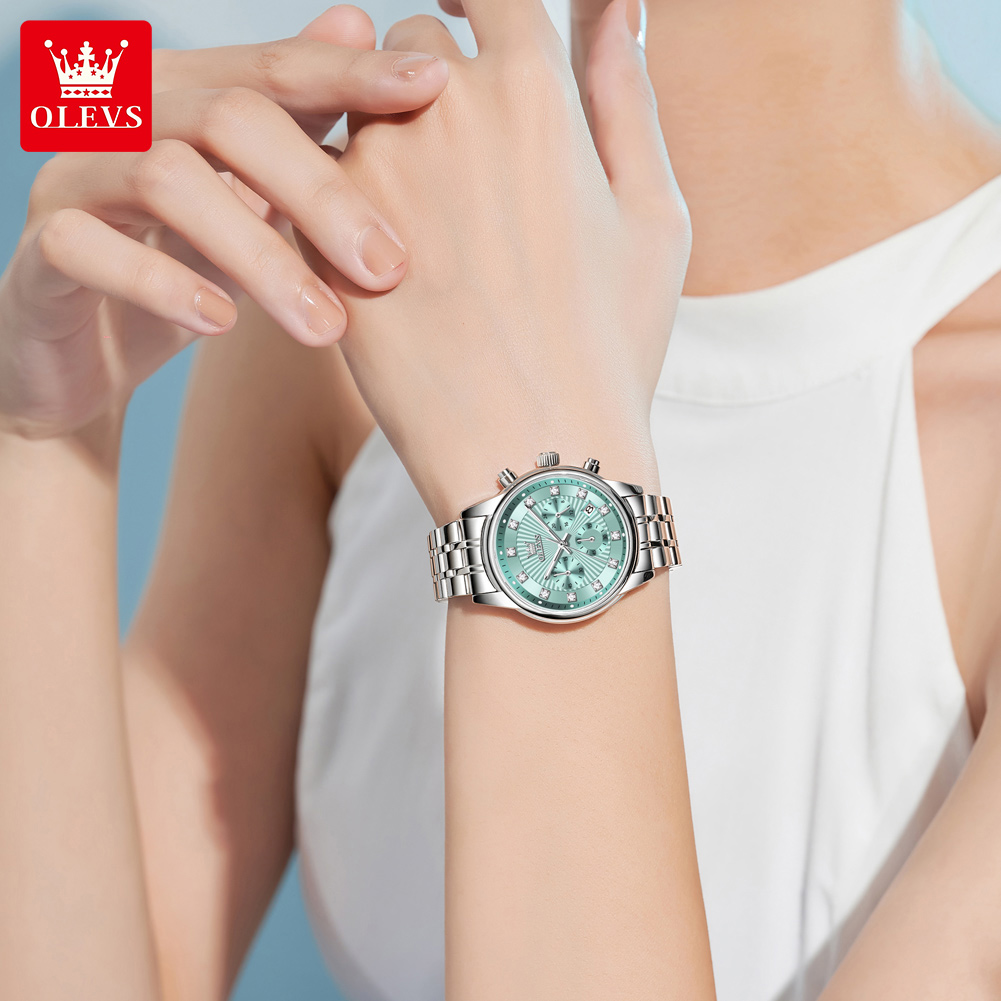 OLEVS Womens Watches Fashion L - مراجعة Luxury Watch With Green Dial وسعره