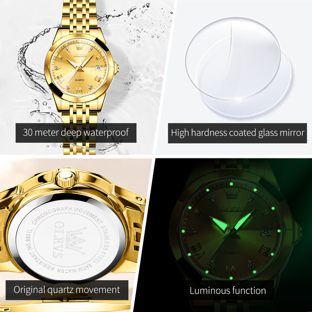 OLEVS Fashion Golden Watch for - مراجعة Luxury Watch Logos وسعره