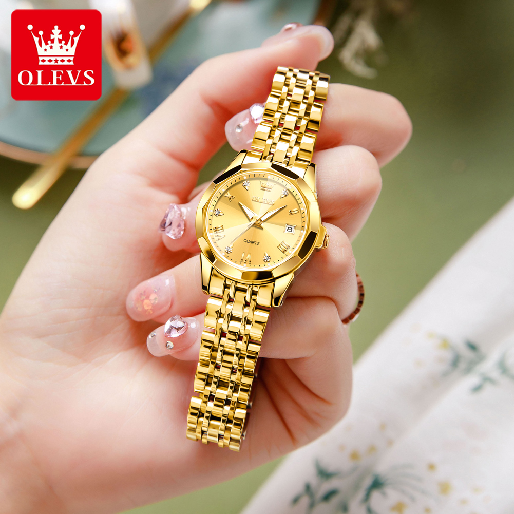 OLEVS Fashion Golden Watch for - مراجعة Luxury Watch Logos وسعره