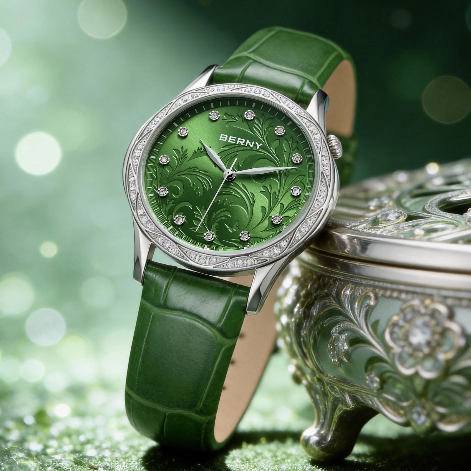 BERNY Women‘s Quartz Watch Gre - مراجعة Luxury Watch With Green Dial وسعره