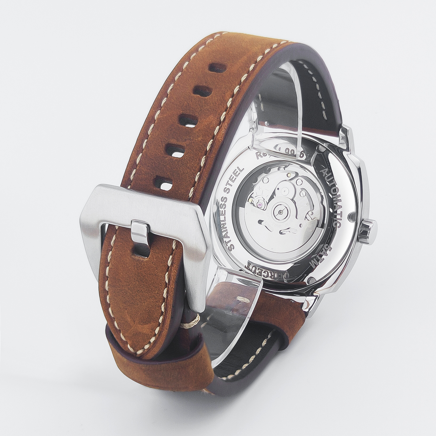 CUSTOM 42MM Stainless Steel Sa - مراجعة Luxury Watch Leather وسعره