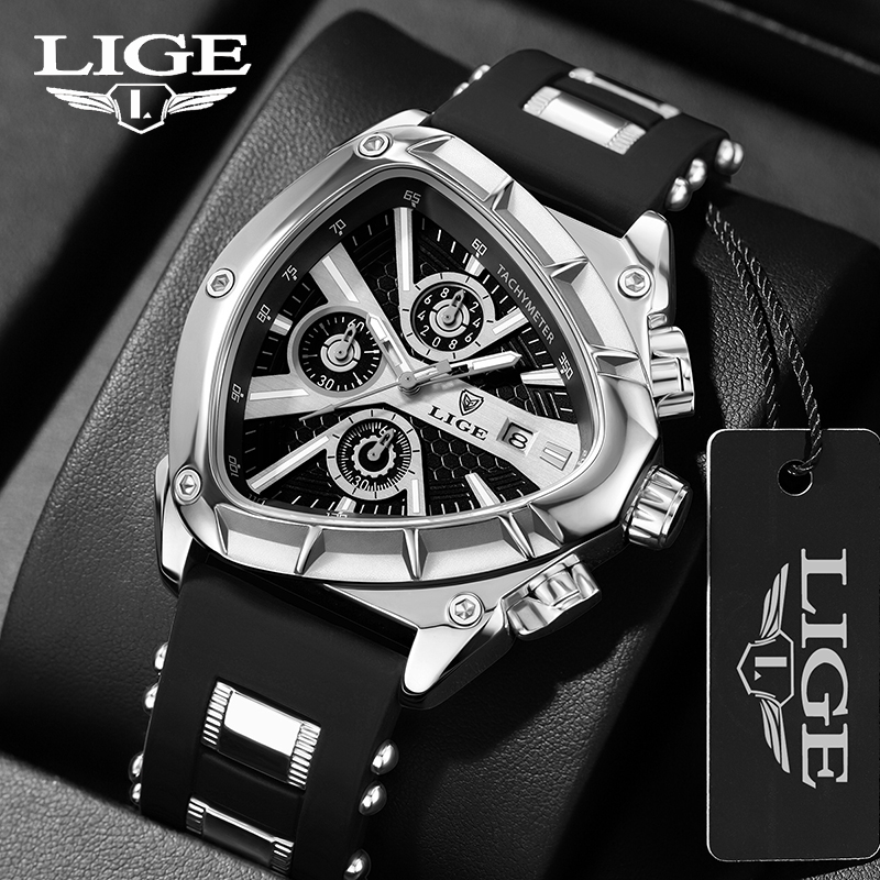 LIGE Fashion Men's Watch Luxur - مراجعة Watch Triangle Luxury وسعره