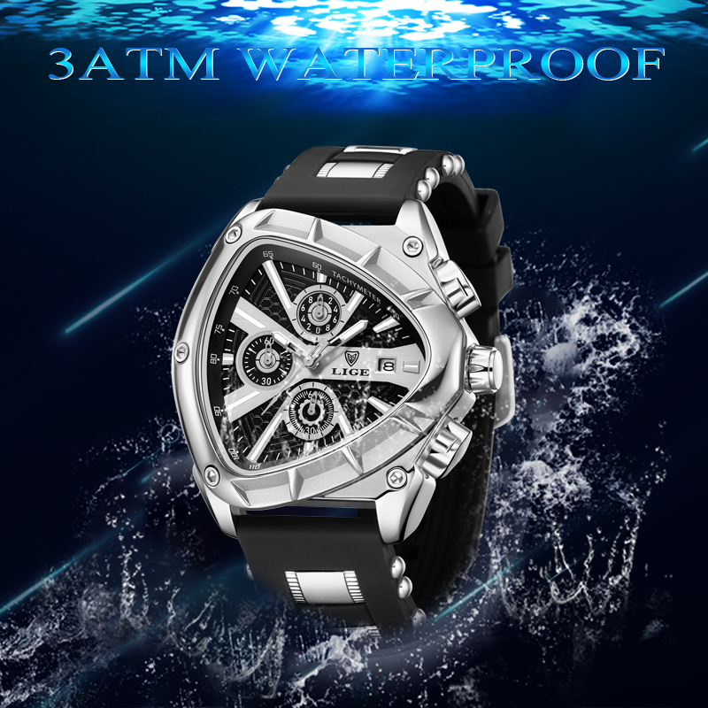LIGE Fashion Men's Watch Luxur - مراجعة Watch Triangle Luxury وسعره