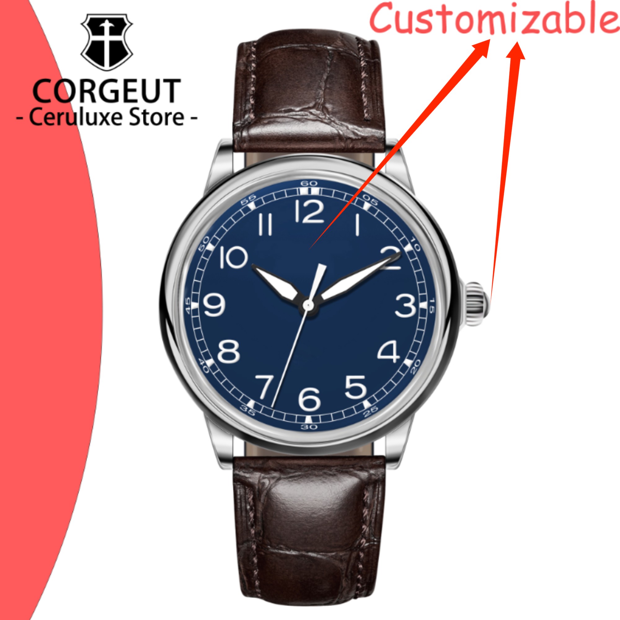 CUSTOM Logo 41mm MIYOTA8215 Au - مراجعة Luxury Watch Logos وسعره