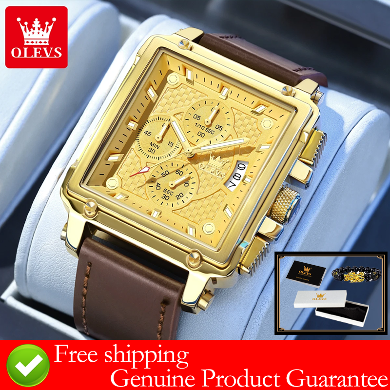 OLEVS brand mens watches water - مراجعة Luxury Watch Leather وسعره