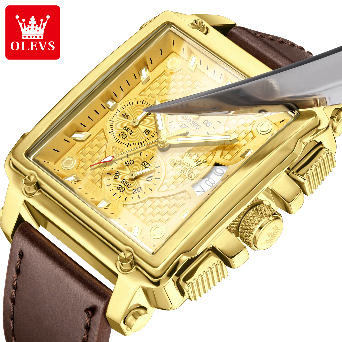 OLEVS brand mens watches water - مراجعة Luxury Watch Leather وسعره