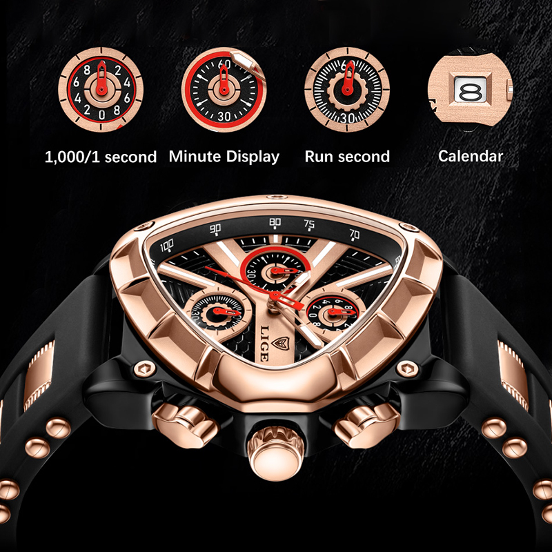 LIGE Fashion Men Watch Triangl - مراجعة Watch Triangle Luxury وسعره