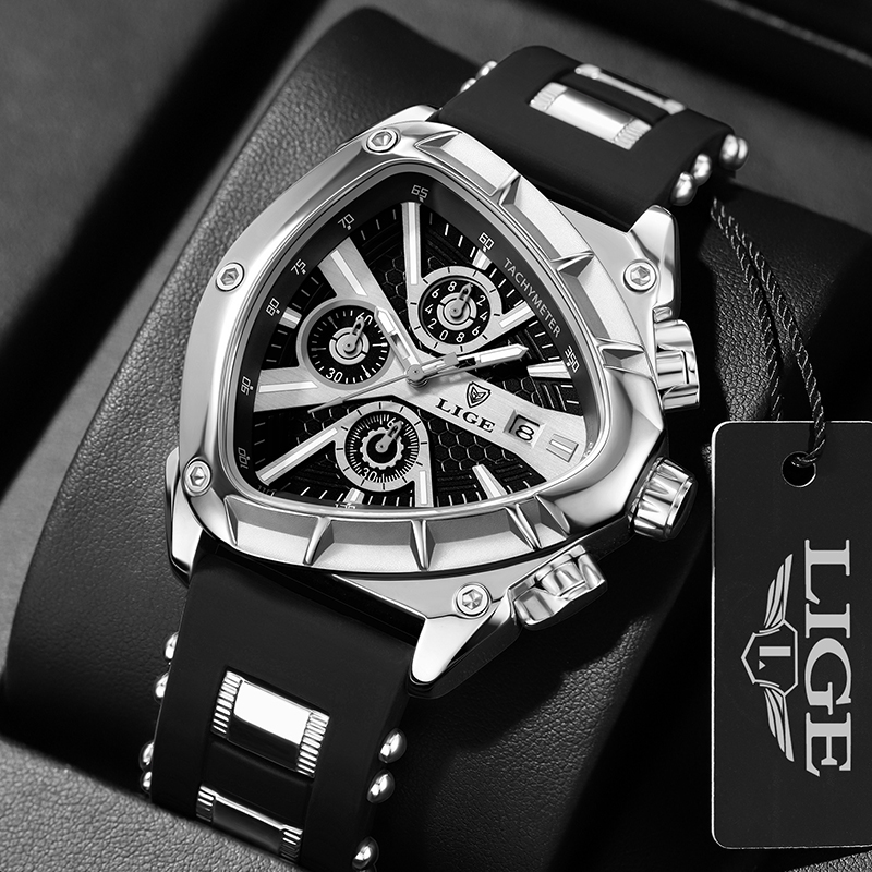 LIGE Fashion Men Watch Triangl - مراجعة Watch Triangle Luxury وسعره