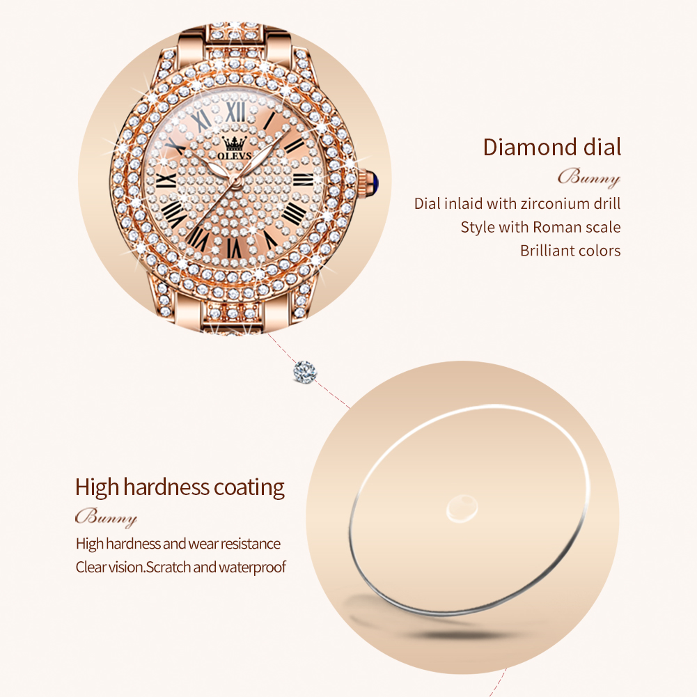 OLEVS 9943 Luxury All Diamond  - مراجعة Luxury Watch Logos وسعره