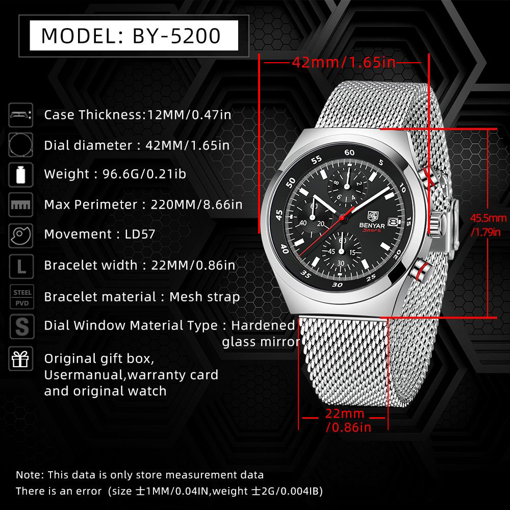 BENYAR Top Luxury Brand Men's  - مراجعة Luxury Watch Green وسعره