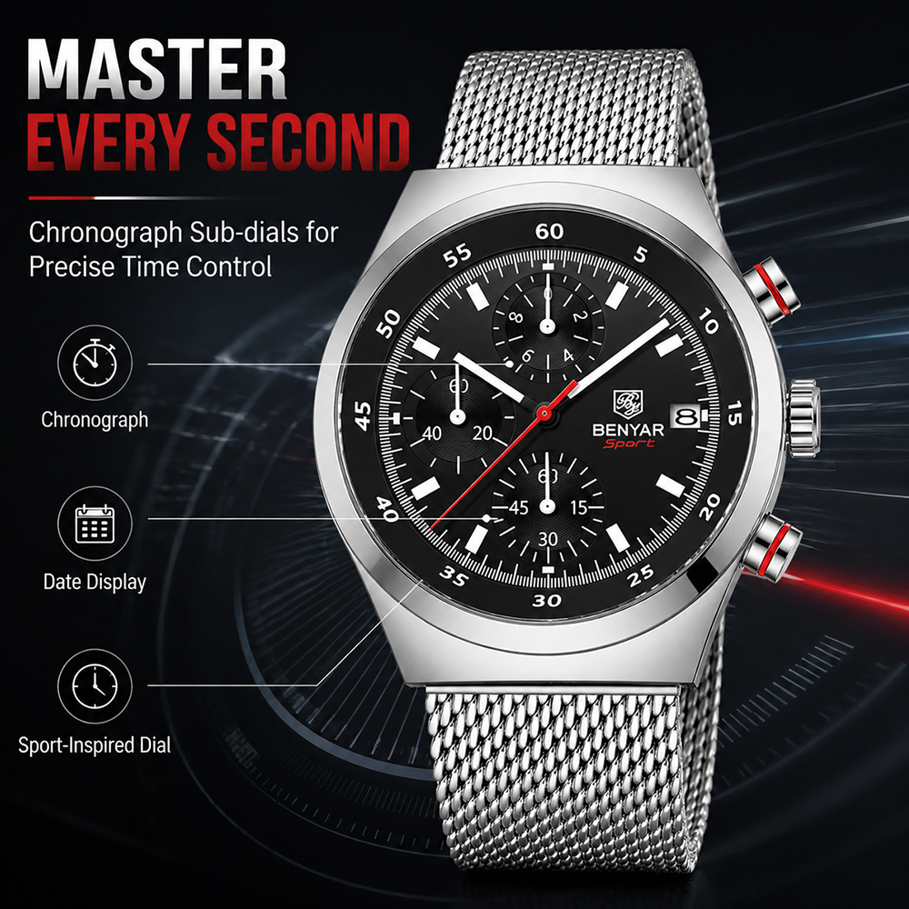 BENYAR Top Luxury Brand Men's  - مراجعة Luxury Watch Green وسعره